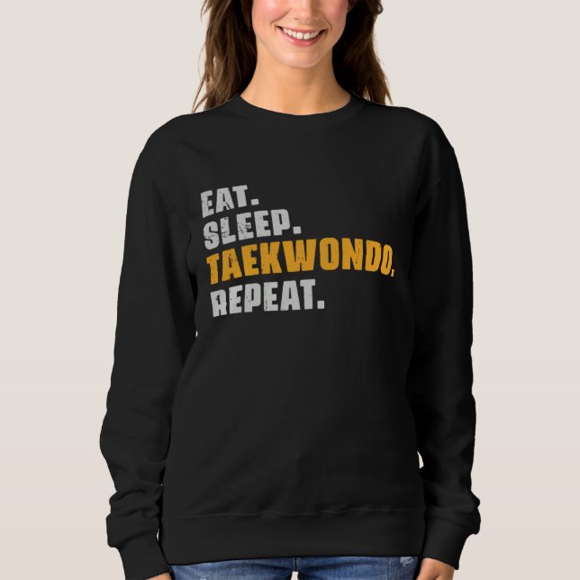 Eat Sleep Taekwondo Repeat   Taekwondo Retro Vinta T Shirt (Framsida)