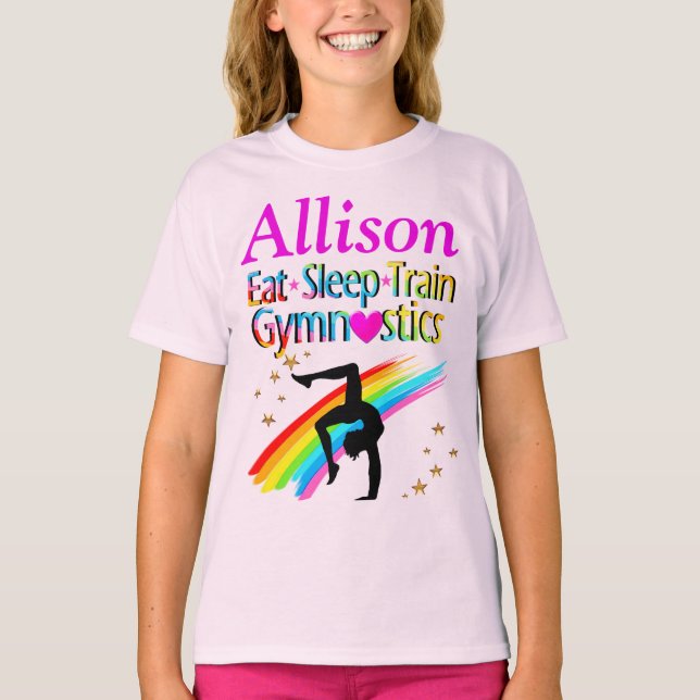 EAT SLEEP TÅG GYMNASTICS PERSONLIG SHIRT TEE (Framsida)