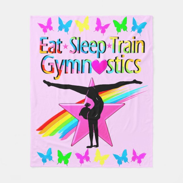 EAT SLEEP TÅG GYMNASTICS RAINBOW DESIGN FLEECEFILT (Framsidan)