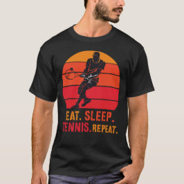 Eat Sleep Tennis Repeat Retro Sunset T Shirt