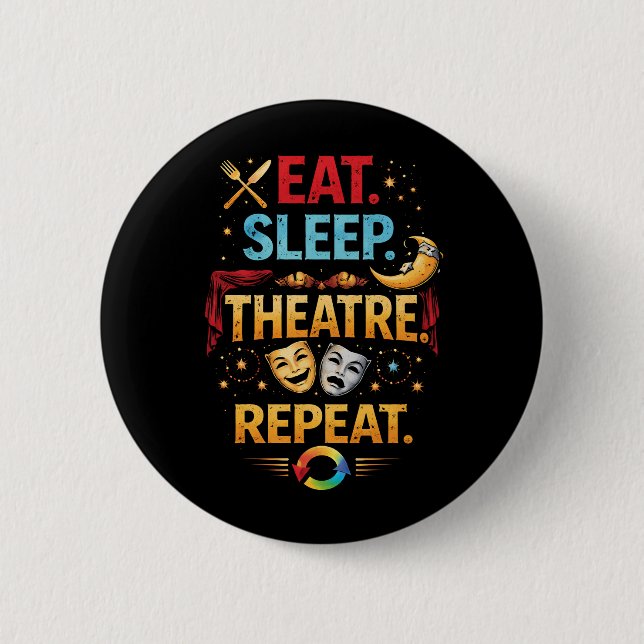 Eat, Sleep, Theatre, Repeat Knapp (Framsida)