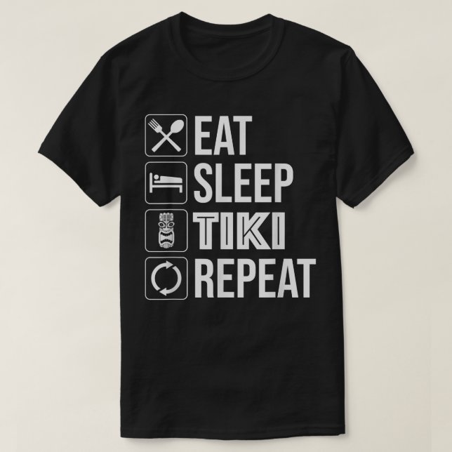 Eat Sleep Tiki Repeat Funny Hawaiian Tiki Bar T-Sh T Shirt (Design framsida)