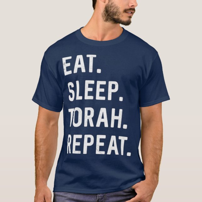 Eat Sleep Torah Repeat Hebrew Jewish Matan Torah T Shirt (Framsida)
