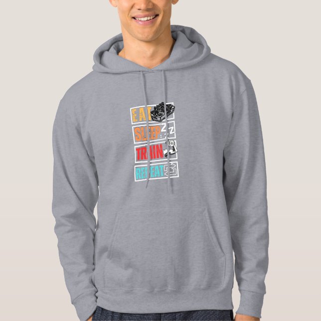 Eat Sleep Train Repeat  Hoodie (Framsida)