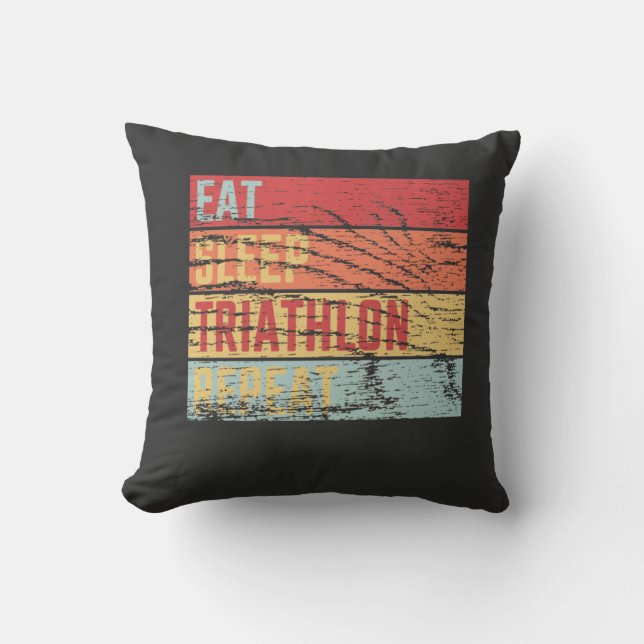 Eat Sleep Triathlon Repeat Kudde (Framsida)