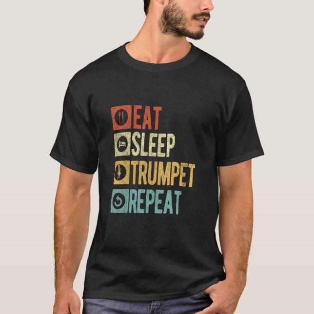 Eat Sleep Trumpet Repeat Funny Trumpet Player Retr T Shirt (Framsida)