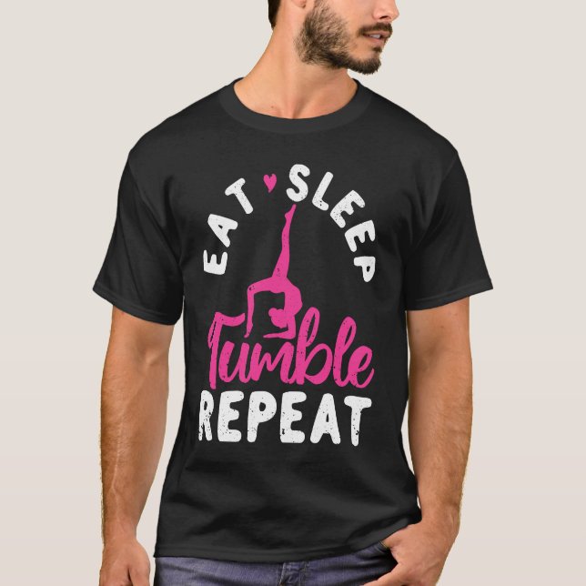 Eat Sleep Tumble Repeat Gymnastics  Gymnast T Shirt (Framsida)