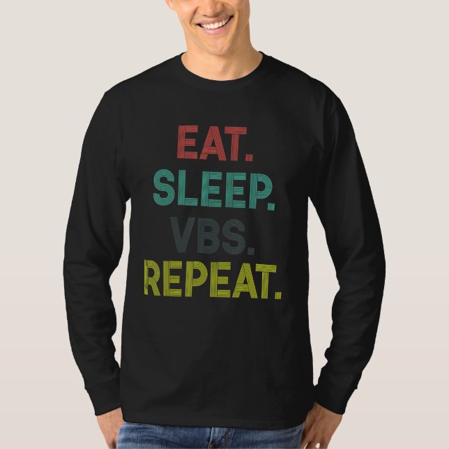 Eat Sleep VBS Repeat Vacation Bible School Kids T Shirt (Framsida)