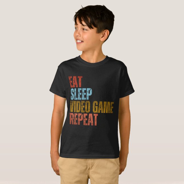 EAT SLEEP VIDEO GAME REPEAT T SHIRT (Hel framsida)