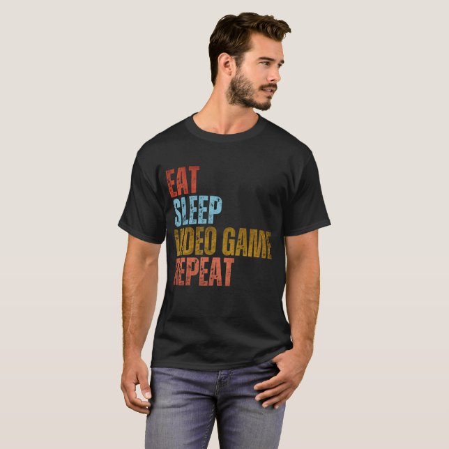 EAT SLEEP VIDEO GAME REPEAT T SHIRT (Hel framsida)
