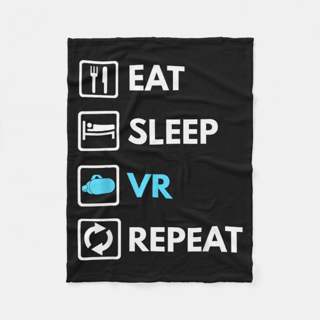 Eat Sleep Vr Repeat Funny Vr Gamer Boy Vr Athlete  Fleecefilt (Framsidan)