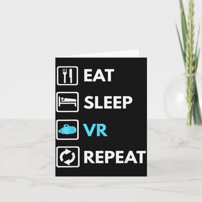 Eat Sleep Vr Repeat Funny Vr Gamer Boy Vr Athlete  Kort (Framsida)