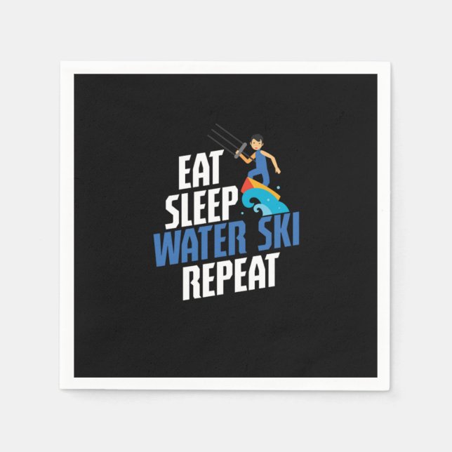 Eat Sleep Water Ski Repeat Water Skiing Skier Pappersservett (Framsidan)