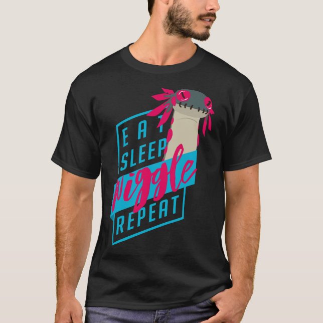 Eat. Sleep. WIGGLE. Repeat. - Monster Hunter Desig T Shirt (Framsida)