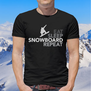 Eat Snowboard Coola Trendig Grått Typografi T Shirt