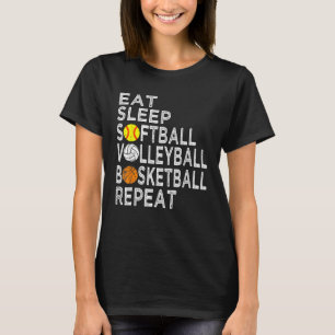 Eat Softball Volleyball Basketball Boys T Shirt
