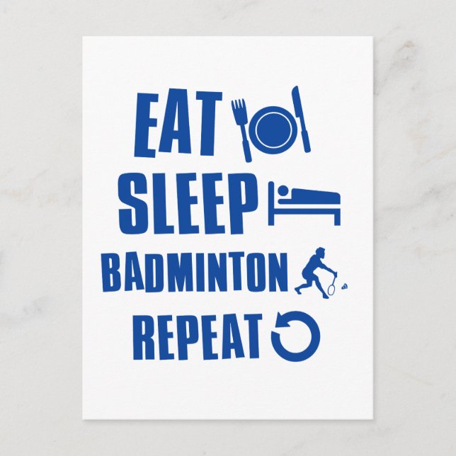 Eat sömn Badminton Vykort (Framsida)