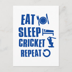 Eat-sömn Cricket Vykort