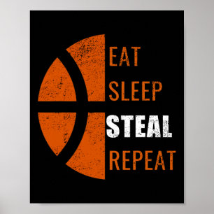 Eat Sömn Steal Upprepad Roligt Basketball Manar Wo Poster