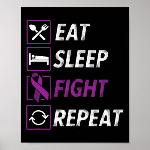 Eat Sömnkamp Upprepa Lila Ribbon Epilepsi Awar Poster