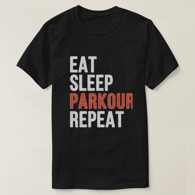 Eat-sömnparkeringen upprepar en lustig gåva t shirt (Design framsida)