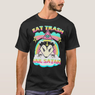 Eat Sopor Hail Satan Raccoon Pentagram Satanic Gar T Shirt