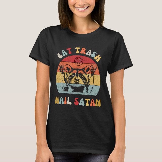 Eat Sopor Hail Satan Raccoon Possum Funny Hail Sat T Shirt (Framsida)
