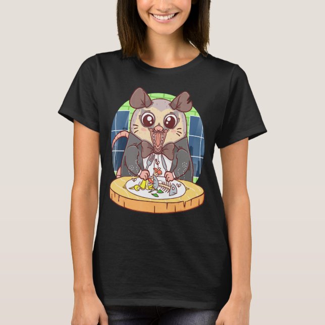Eat Sopor Possum Live Ugly Opossum i Restaurant T Shirt (Framsida)