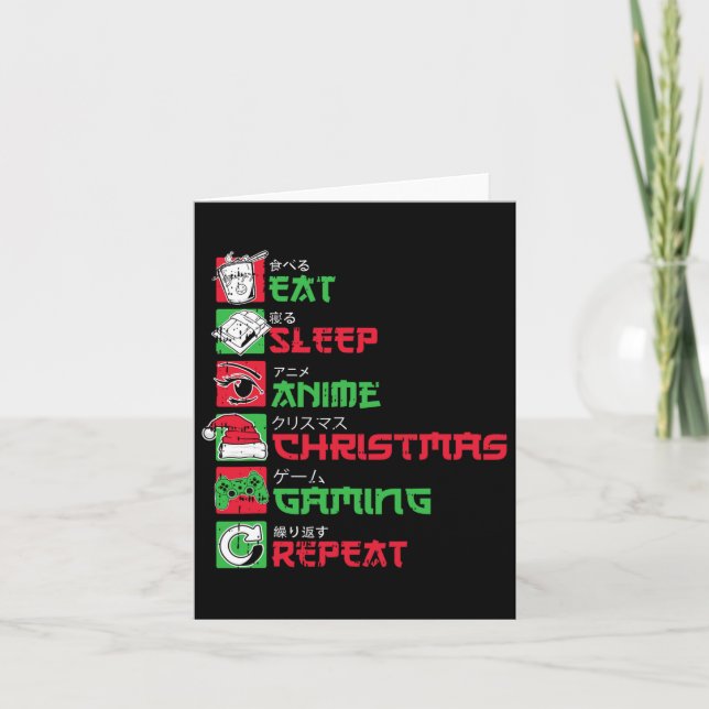 Eat Ssov Anime Gaming jul Pajama X-mas Holi Kort (Framsida)