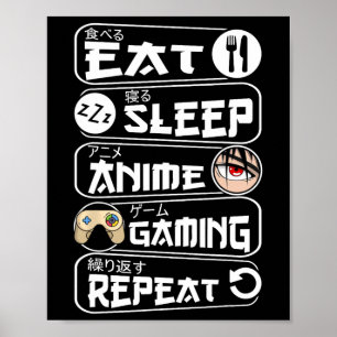Eat Ssov Anime Gaming Shirt Upprepa Kawaii Anime G Poster
