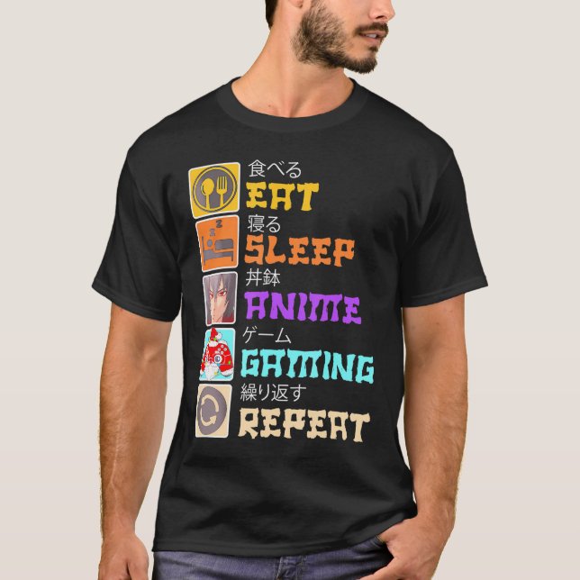Eat Ssov Anime Gaming Upprepa Japan Kawaii Manga A T Shirt (Framsida)