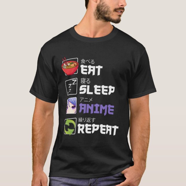 Eat Ssov Anime Repeat Funny Otaku Anime Kawaii Lo T Shirt (Framsida)