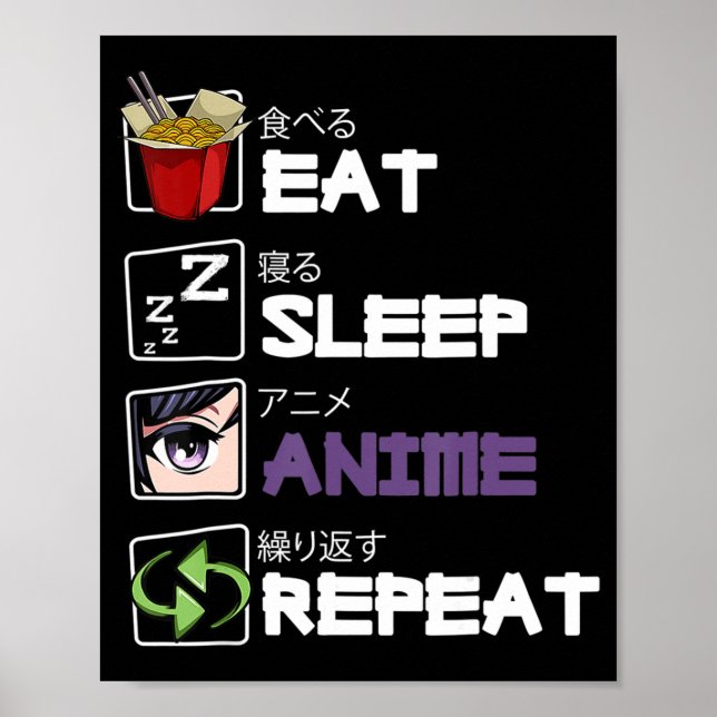 Eat Ssov Anime Repeat Kawaii Otaku Manga Japan Fa Poster (Framsidan)