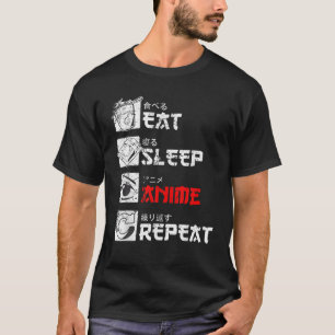 Eat Ssov Anime Repeat Manga Japan Kanji Weeb Vint T Shirt