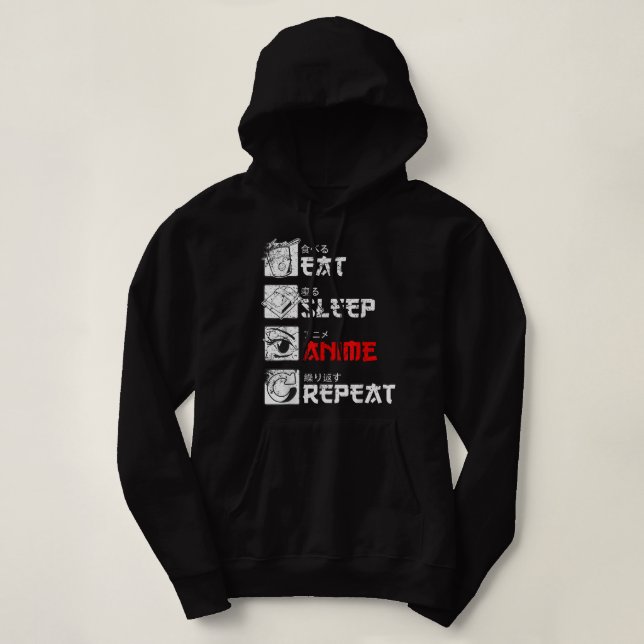 Eat Ssov Anime Repeat Manga Japan Kanji Weeb Vint T Shirt (Design framsida)
