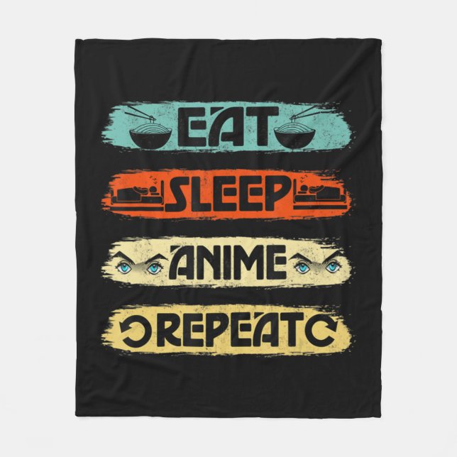 Eat Ssov Anime Repeat Ramen Kawaii Japanska Manga Fleecefilt (Framsidan)