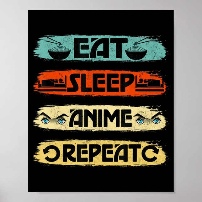 Eat Ssov Anime Repeat Ramen Kawaii Japanska Manga Poster (Framsidan)