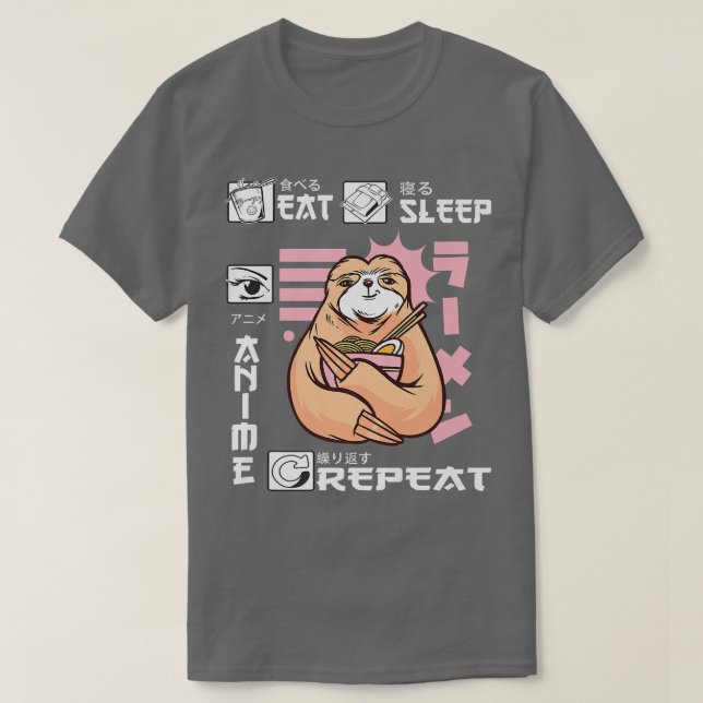 Eat Ssov Anime Repeat Sloth Japan Ramen Japanska T Shirt (Design framsida)