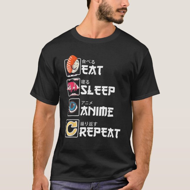 Eat Ssov Anime Upprepa Kawaii Manga Sushi Cute Ani T Shirt (Framsida)