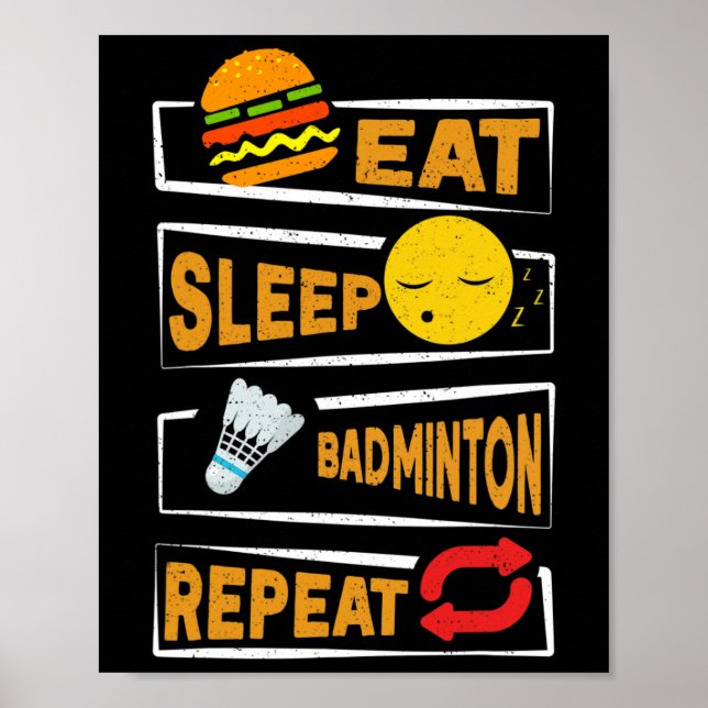 Eat Ssov Badminton Repeat Funny Badminton Players Poster (Framsidan)
