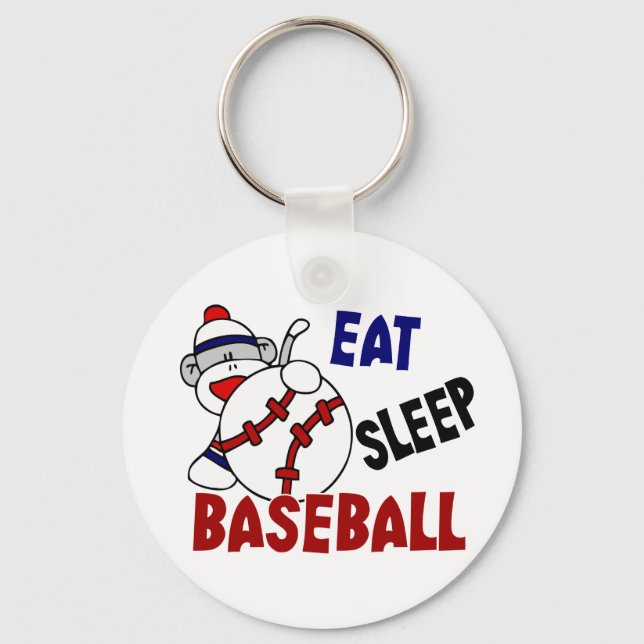 Eat Ssov Baseball Sock monkey Nyckelring (Framsida)