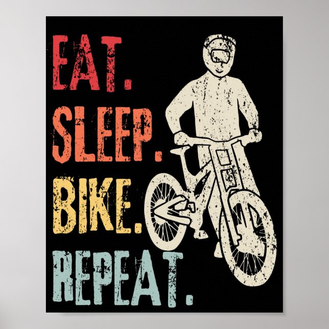 Eat Ssov Bike Repeat Retro Bike Mountain Biker Poster (Framsidan)