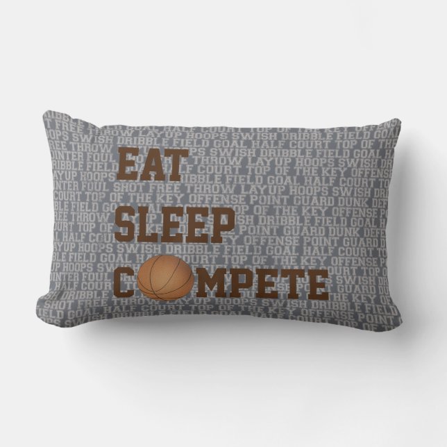 Eat Ssov Compete Basketball Ord Pillow Lumbarkudde (Framsida)