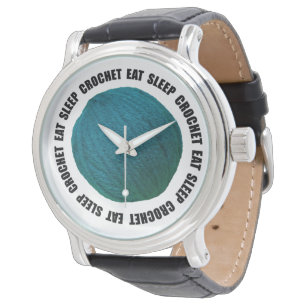 Eat Ssov Crochet Yarn Boll Teal Bold Text Armbandsur