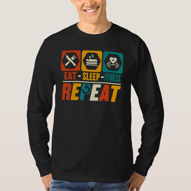 Eat Ssov Fitness Repeat Exercise Gym Workout Nöt T Shirt (Framsida)