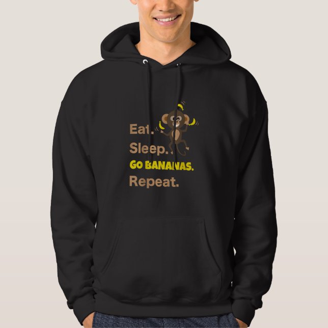 Eat Ssov Go Bananas Repeat | Funny Cute Monkey Hoodie (Framsida)