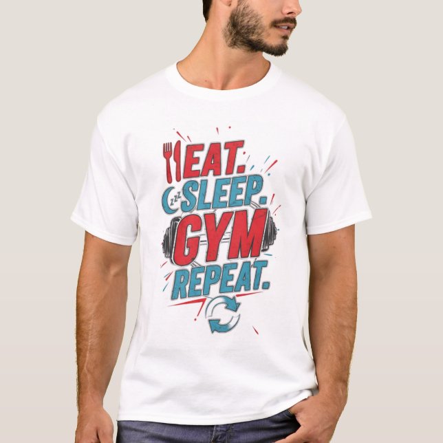 Eat Ssov Gym Repeat Fitness Motivation T Shirt (Framsida)