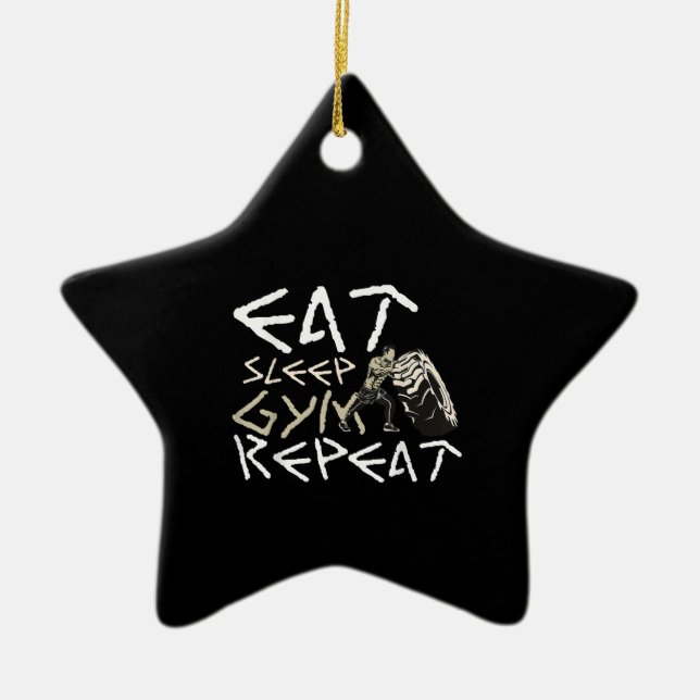 Eat Ssov Gym Repeat Funny Quote Julgransprydnad Keramik (Framsidan)
