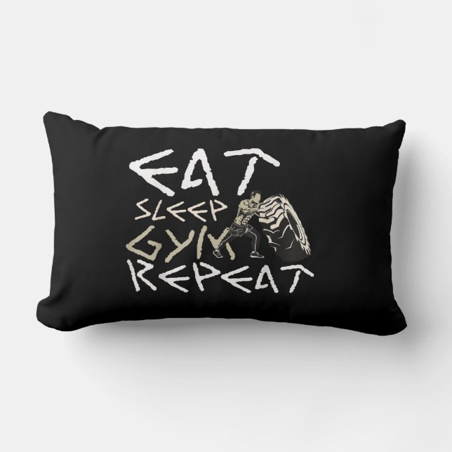 Eat Ssov Gym Repeat Funny Quote Lumbarkudde (Framsida)