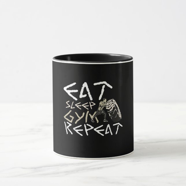 Eat Ssov Gym Repeat Funny Quote Mugg (Center)
